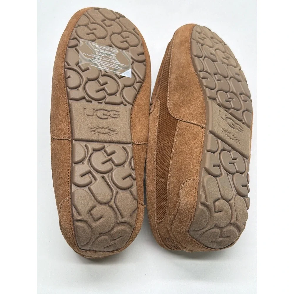UGG Mens Ascot Corduroy II Chestnut Suede Moccasin Slippers 1125932 Size 9